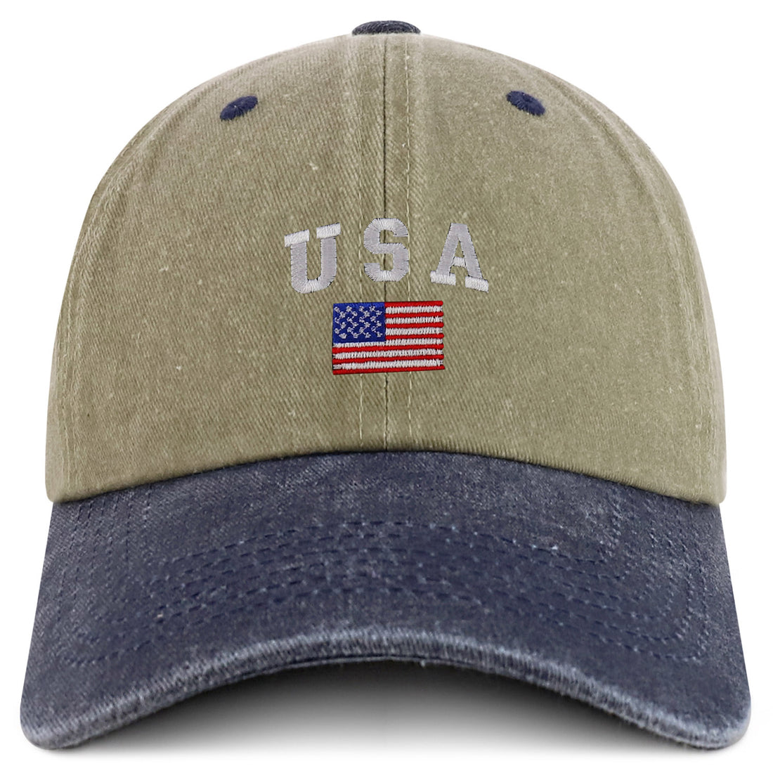 Trendy Apparel Shop American Flag and USA Embroidered Soft Washed Patriotic Cap
