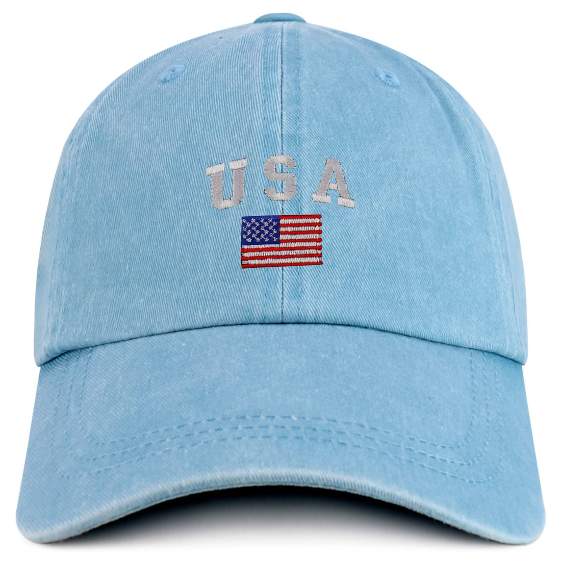 Trendy Apparel Shop American Flag and USA Embroidered Soft Washed Patriotic Cap