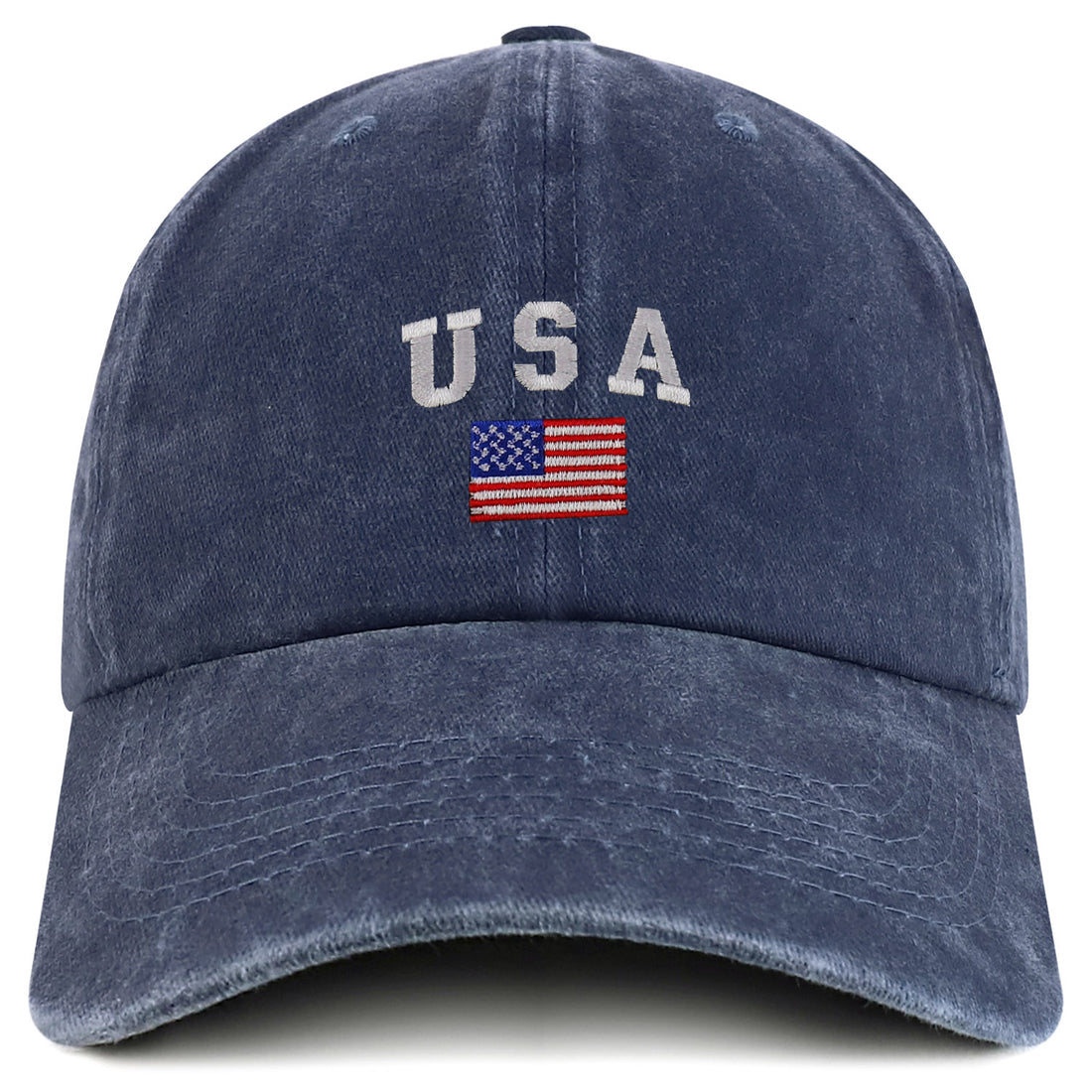 Trendy Apparel Shop American Flag and USA Embroidered Soft Washed Patriotic Cap