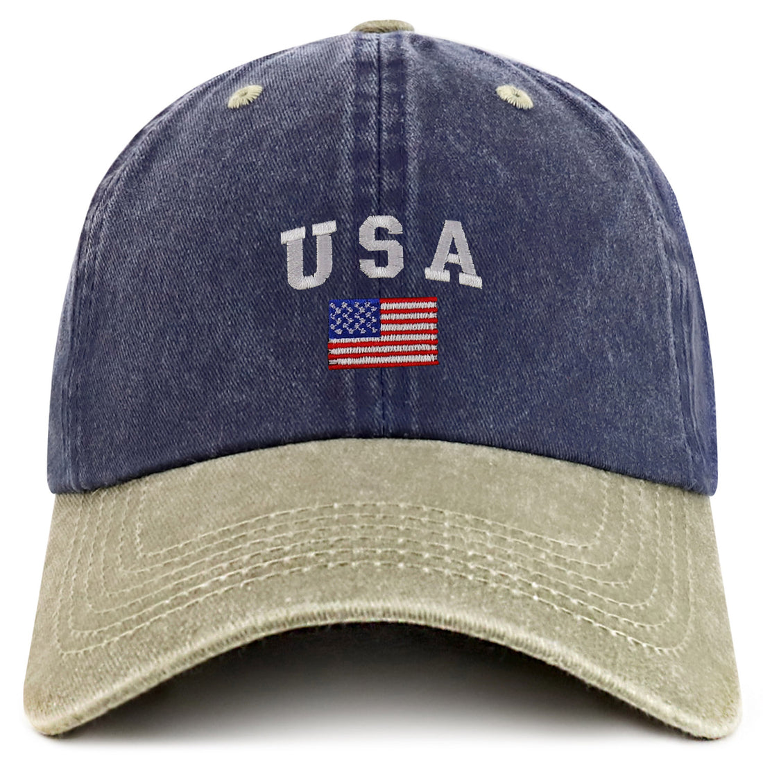 Trendy Apparel Shop American Flag and USA Embroidered Soft Washed Patriotic Cap