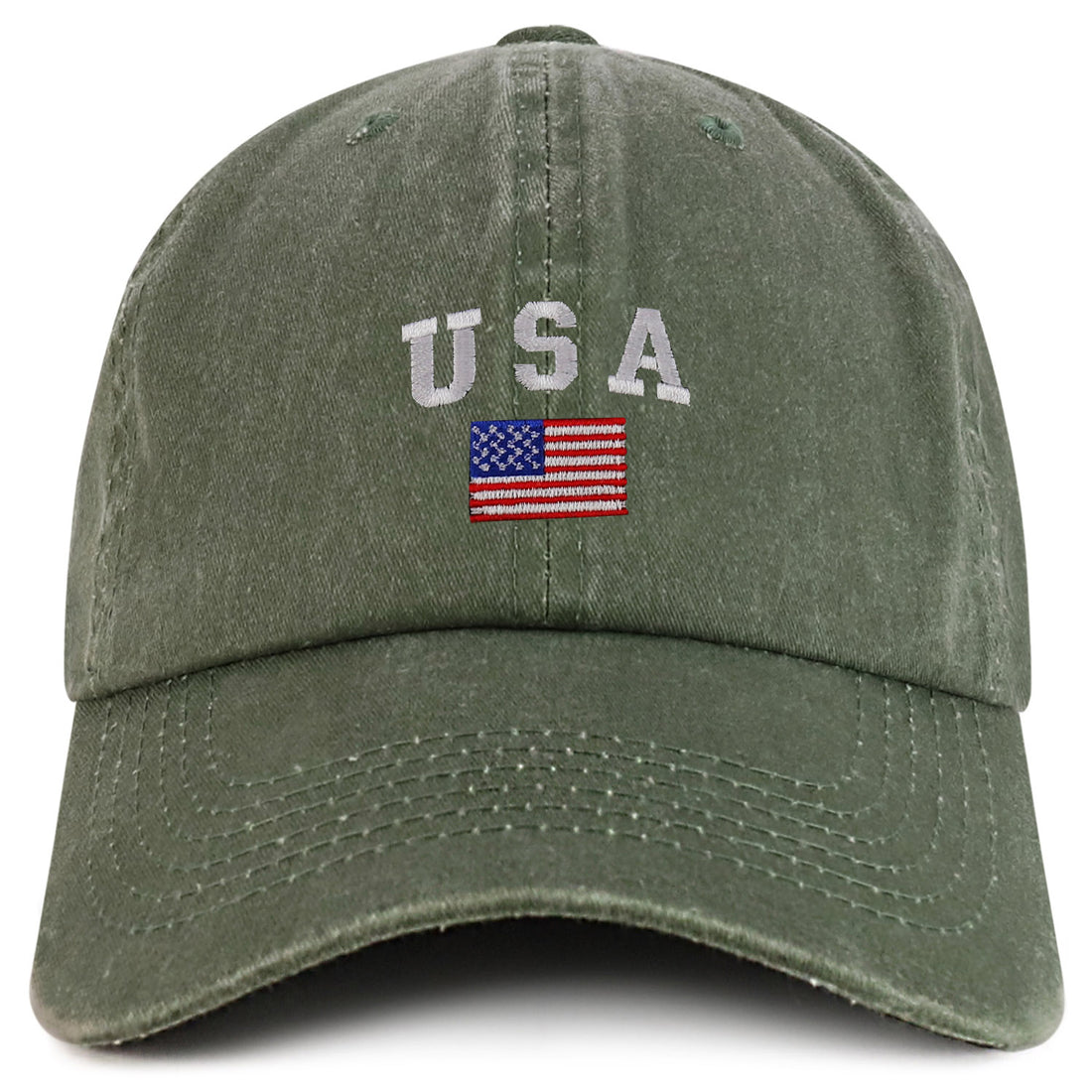 Trendy Apparel Shop American Flag and USA Embroidered Soft Washed Patriotic Cap
