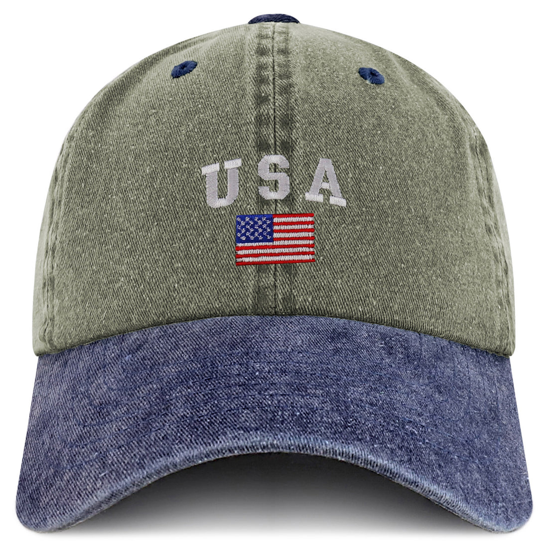 Trendy Apparel Shop American Flag and USA Embroidered Soft Washed Patriotic Cap