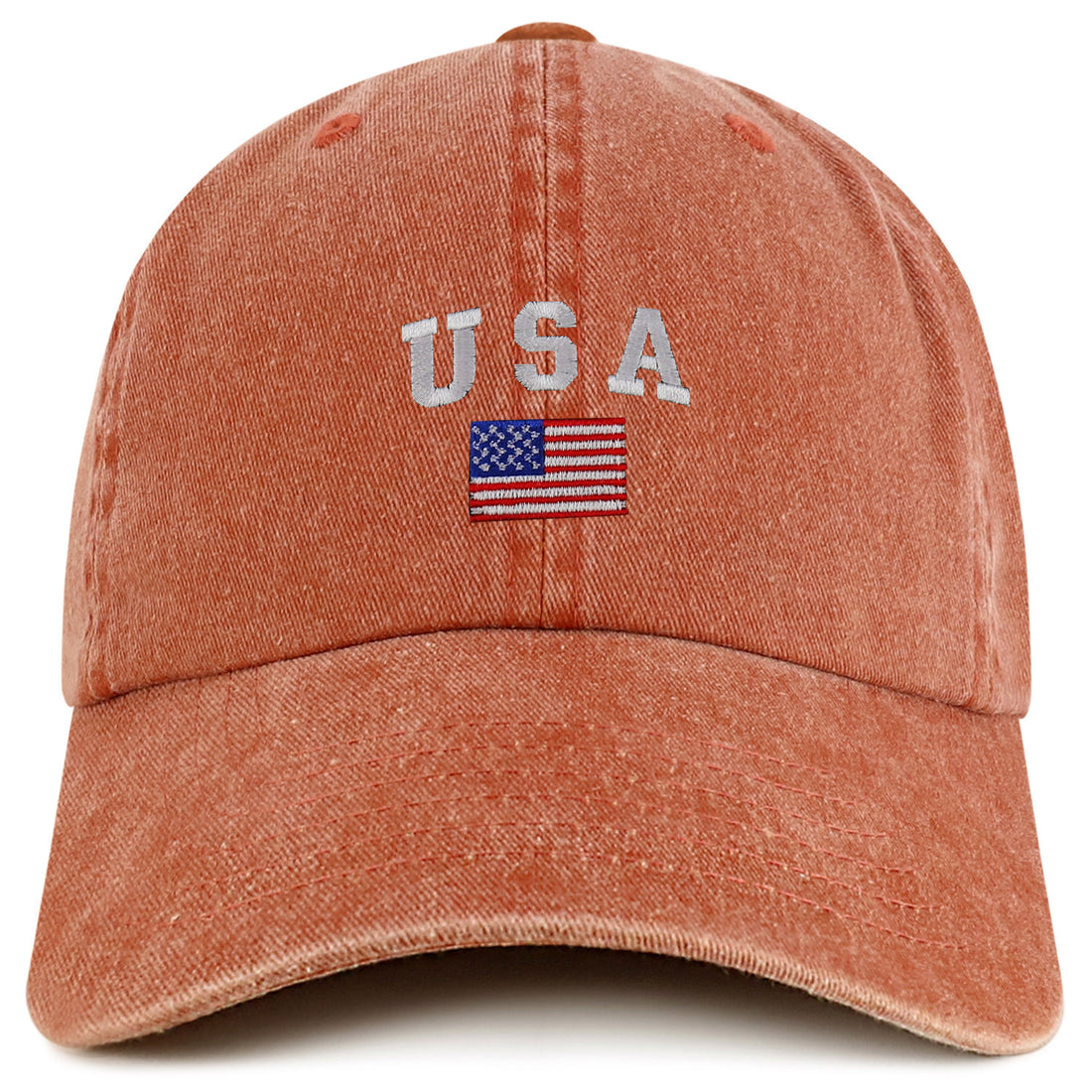 Trendy Apparel Shop American Flag and USA Embroidered Soft Washed Patriotic Cap