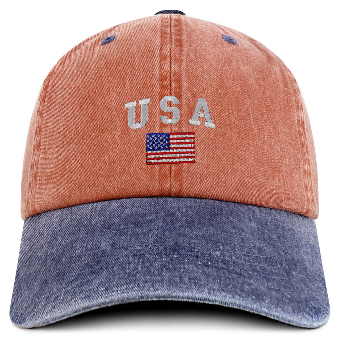 Trendy Apparel Shop American Flag and USA Embroidered Soft Washed Patriotic Cap