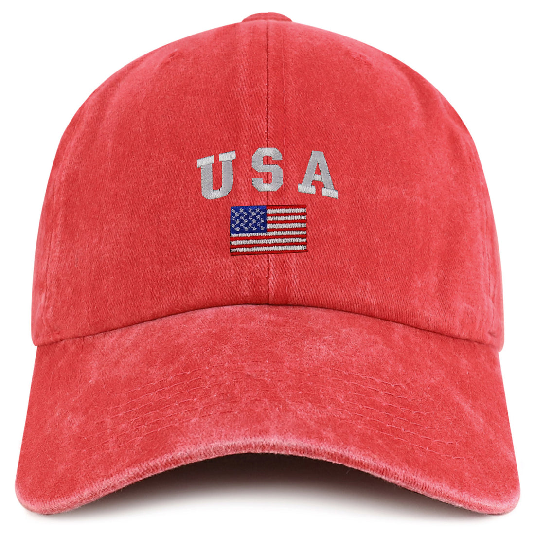 Trendy Apparel Shop American Flag and USA Embroidered Soft Washed Patriotic Cap