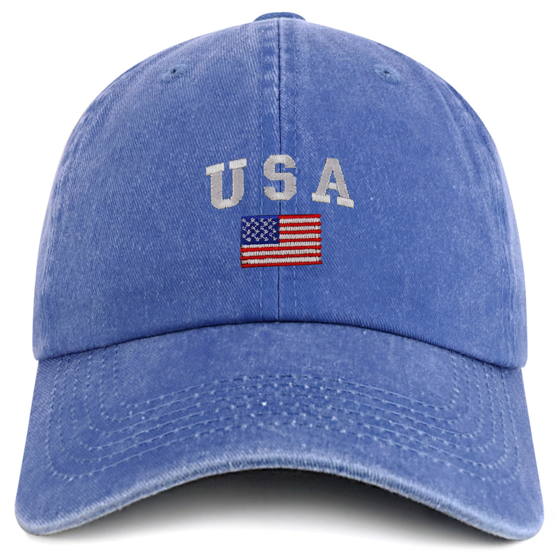 Trendy Apparel Shop American Flag and USA Embroidered Soft Washed Patriotic Cap