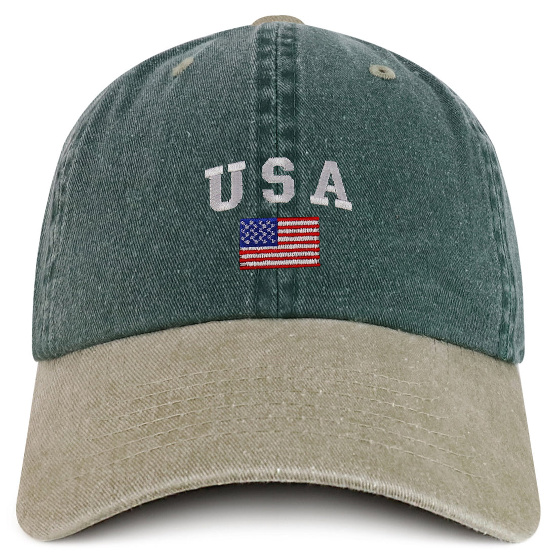 Trendy Apparel Shop American Flag and USA Embroidered Soft Washed Patriotic Cap