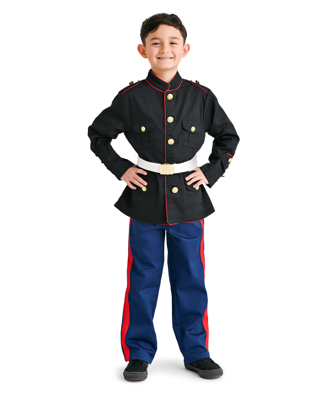 Trendy Apparel Shop Youth Classic Military Dress Blue Uniform Costume Set - 3pc
