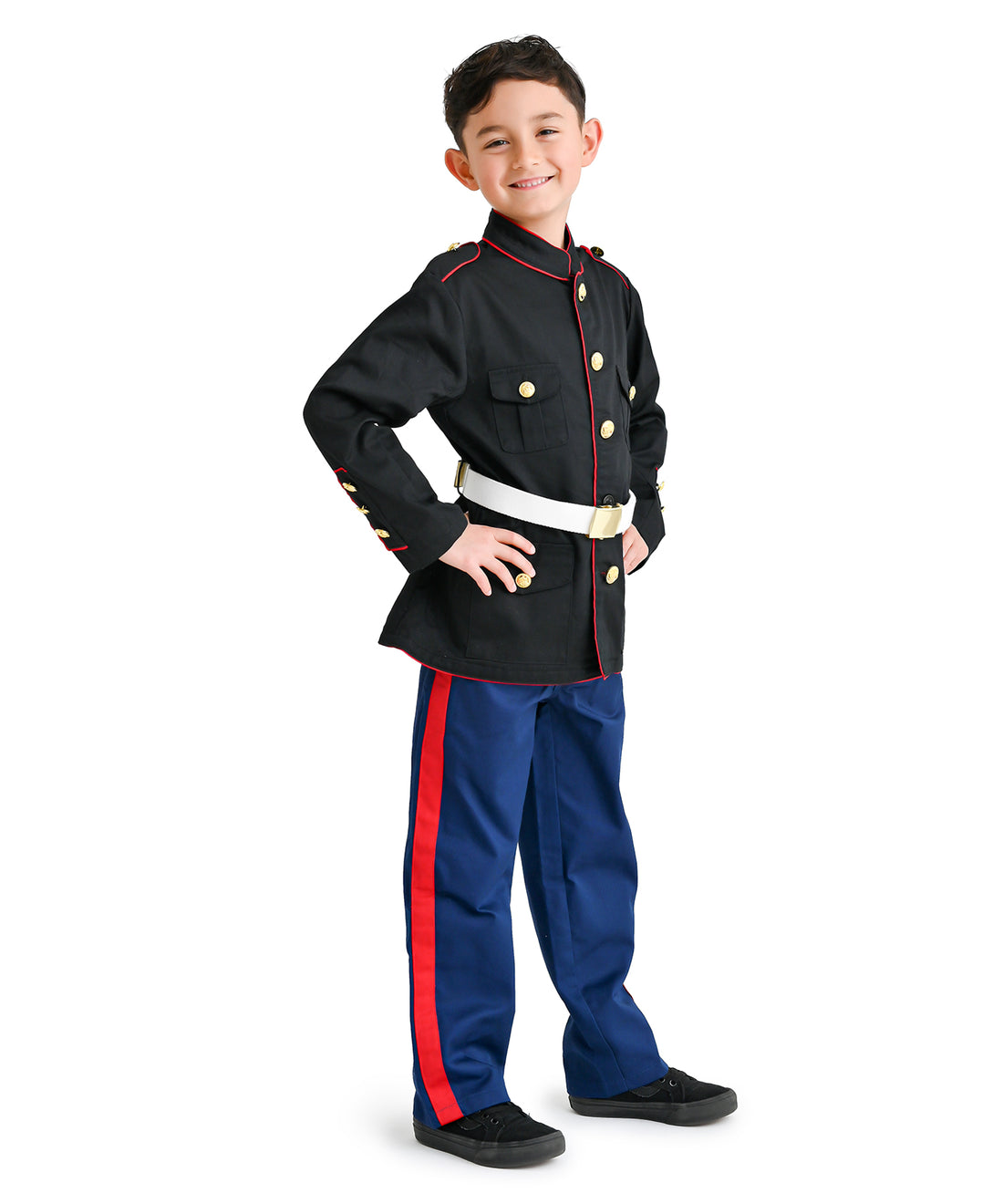 Trendy Apparel Shop Youth Classic Military Dress Blue Uniform Costume Set - 3pc