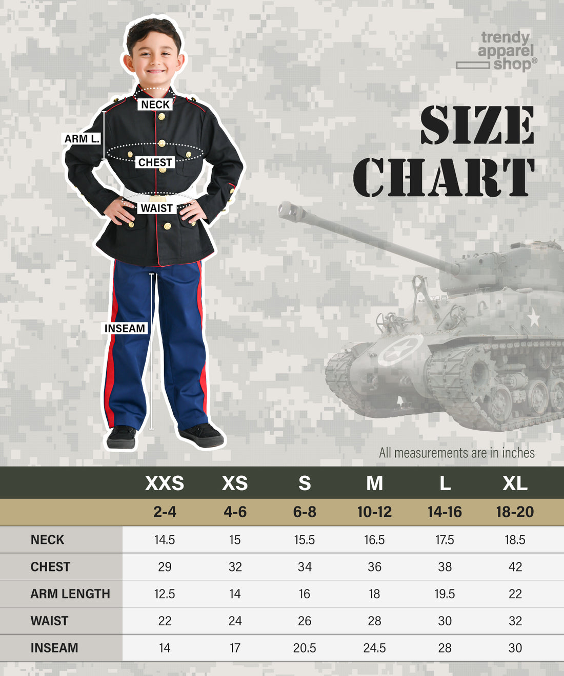 Trendy Apparel Shop Youth Classic Military Dress Blue Uniform Costume Set - 3pc