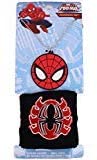 Trendy Apparel Shop Spiderman Rubber Necklace Spider Embroidered Wristband Accessory Set