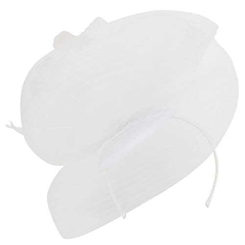 Trendy Apparel Shop Ladies Feather Trimmed Sinamay Mesh Bow Fascinator Headband