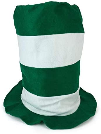 Trendy Apparel Shop Green and White St Patrick's Day Soft Felt Stove Pipe Top Hat - Green