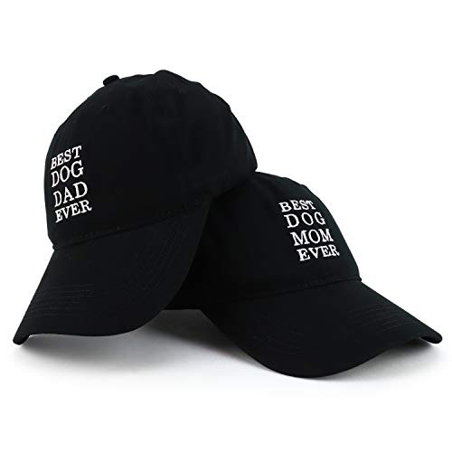 Trendy Apparel Shop Best Dog Mom and Dad Ever Soft Cotton Couple 2 Pc Cap Set