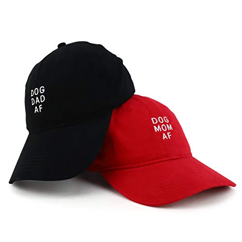Trendy Apparel Shop Dog Mom and Dad AF Soft Cotton Couple 2 Pc Cap Set