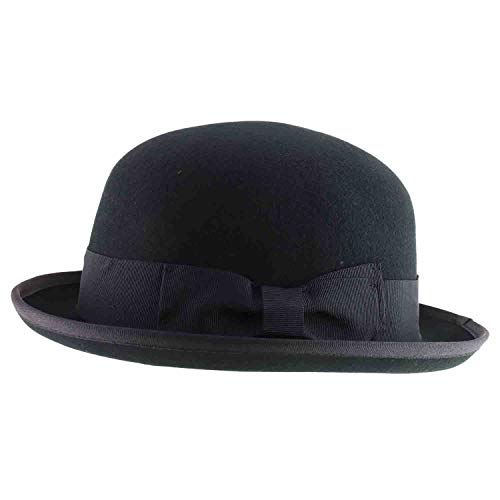 Trendy Apparel Shop Men's Wool Felt Upturn Brim Round Bowler Hat