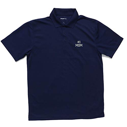 Trendy Apparel Shop Number #1 Mom Embroidered Flat Back Polyester Collared Polo Shirt