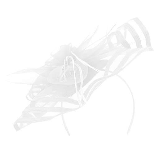 Trendy Apparel Shop Horsehair Feather Trim Flower Fascinator Binded Hem Edge