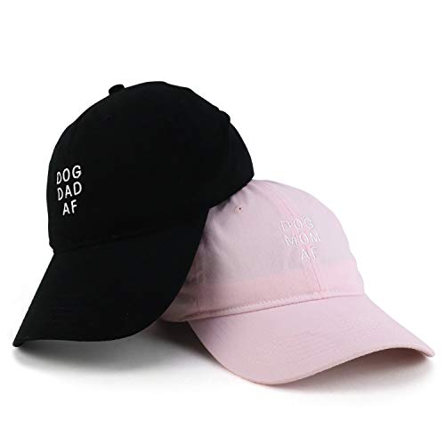 Trendy Apparel Shop Dog Mom and Dad AF Soft Cotton Couple 2 Pc Cap Set
