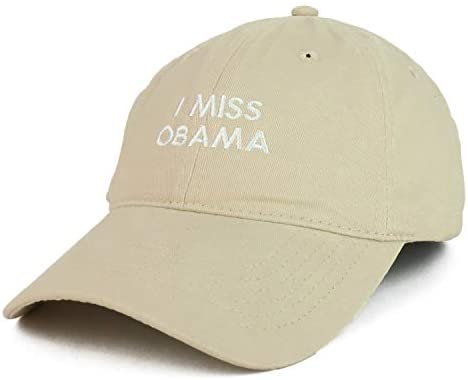 Trendy Apparel Shop I Miss Obama Embroidered Soft Crown 100% Brushed Cotton Cap Multipack Value Deal - 12 Pack - Stone