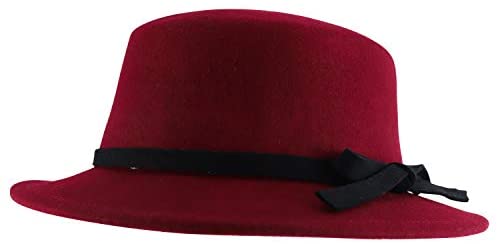 Trendy Apparel Shop Women's Bow Tie Band Wool Felt Bolero Hat
