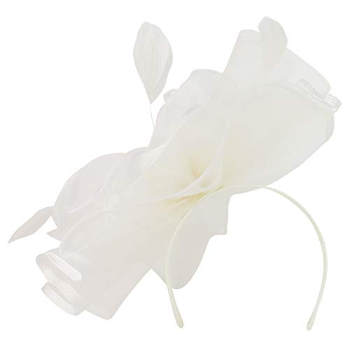 Trendy Apparel Shop Mesh Ruffles Feather Trimmed Flower Fascinator Headband