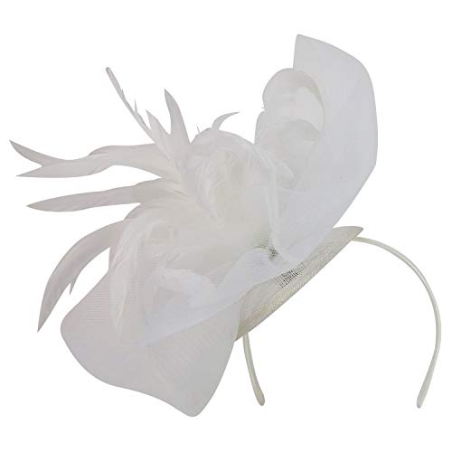 Trendy Apparel Shop Feathers Mesh Net Sinamay Cocktail Party Fascinator Headband