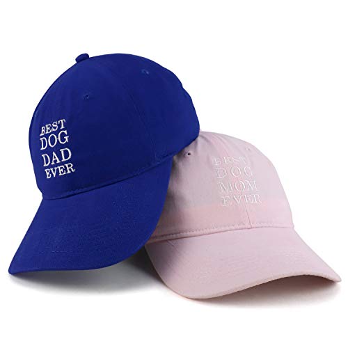 Trendy Apparel Shop Best Dog Mom and Dad Ever Soft Cotton Couple 2 Pc Cap Set