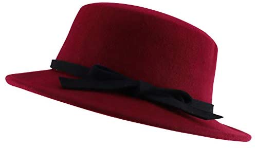 Trendy Apparel Shop Women's Bow Tie Band Wool Felt Bolero Hat