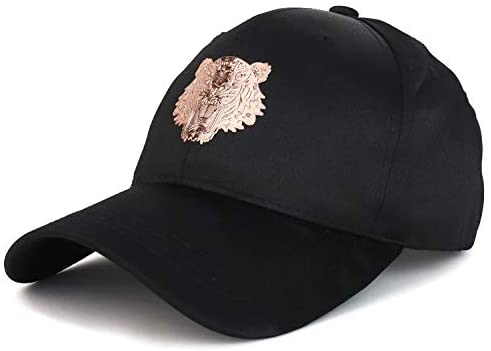Trendy Apparel Shop Tiger High Frequency Design Satin Structured Baseball Cap - Black