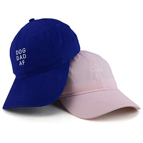 Trendy Apparel Shop Dog Mom and Dad AF Soft Cotton Couple 2 Pc Cap Set