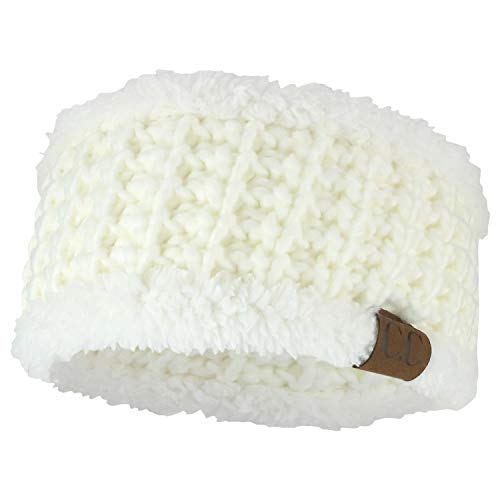 Trendy Apparel Shop Sherpa Fleece Lined Stretchy Chunky Knit Ear Warmer Headband