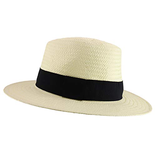Trendy Apparel Shop Men's Toyo Braid Wide Band Large Brim Fedora Hat