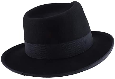 Trendy Apparel Shop Men's Wool Felt Grosgrain Band Large Brim Fedora