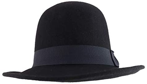 Trendy Apparel Shop Men's Tall Crown Wool Bowler Hat with Black Band