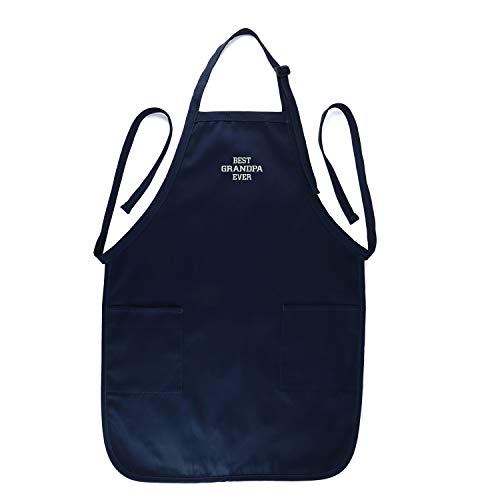 Trendy Apparel Shop Best Grandpa Ever Embroidered Full Length Apron with Pockets