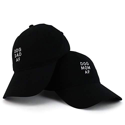 Trendy Apparel Shop Dog Mom and Dad AF Soft Cotton Couple 2 Pc Cap Set