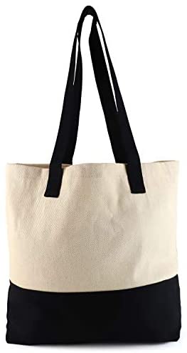 Trendy Apparel Shop Colorblock Cotton Twill Large Tote Bag