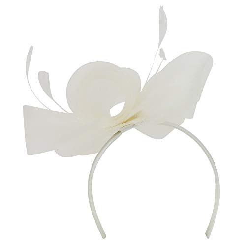Trendy Apparel Shop Women's Bow and Feather Trimmed Cocktail Party Fascinator