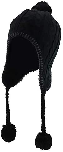 Trendy Apparel Shop Pom Pom Winter Ear Flaps Soft Fuzzy Peruvian Beanie Hat