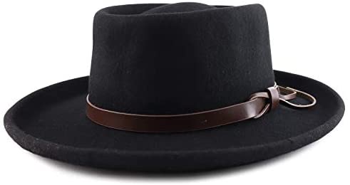 Trendy Apparel Shop 3" Brim Wool Felt Upturn Brim Gambler Hat