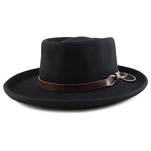 Trendy Apparel Shop 3" Brim Wool Felt Upturn Brim Gambler Hat