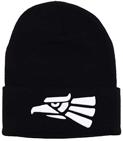 Trendy Apparel Shop Hecho En Mexico Eagle Embroidered Winter Cuff Folded Beanie - Black
