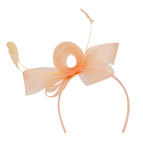 Trendy Apparel Shop Women's Bow and Feather Trimmed Cocktail Party Fascinator
