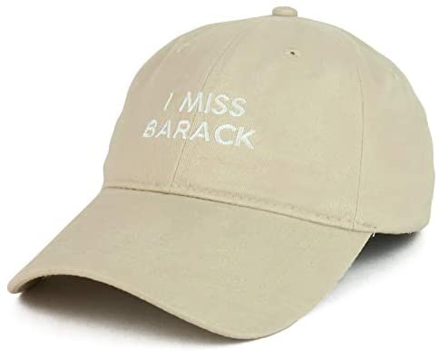 Trendy Apparel Shop I Miss Barack Embroidered Soft Crown 100% Brushed Cotton Cap Multipack Value Deal - 50 Pack - Stone