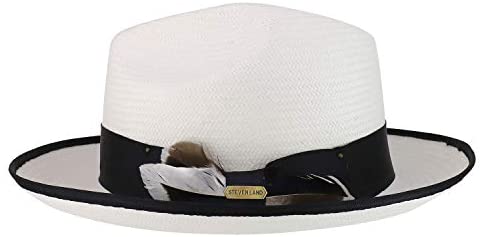 Trendy Apparel Shop Feathered Grosgrain Hat Band Straw Gambler Fedora Hat