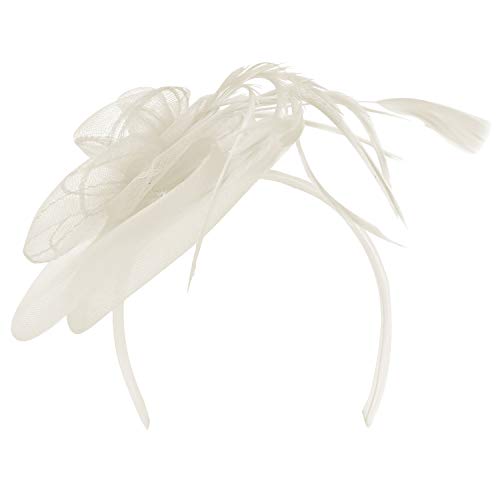 Trendy Apparel Shop Horsehair Rosette Decorative Fascinator with Feather Trim
