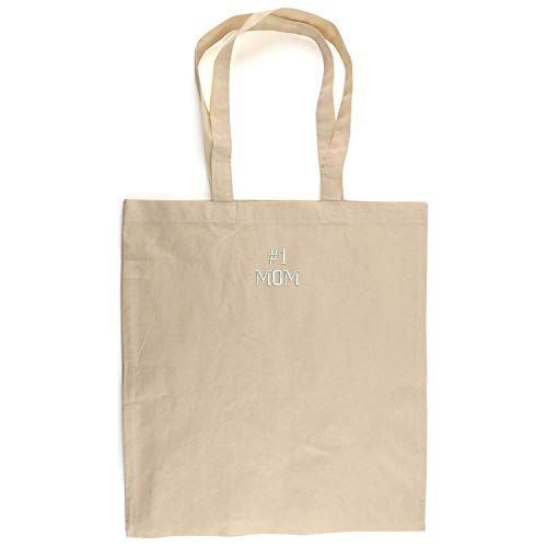 Trendy Apparel Shop Number #1 Mom Embroidered Cotton Canvas Light Weight Tote Bag