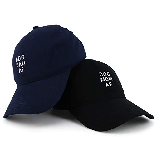 Trendy Apparel Shop Dog Mom and Dad AF Soft Cotton Couple 2 Pc Cap Set