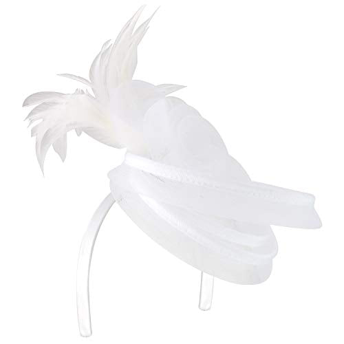 Trendy Apparel Shop Meshed Multi Hoops with Feather Flower Fascinator Headband